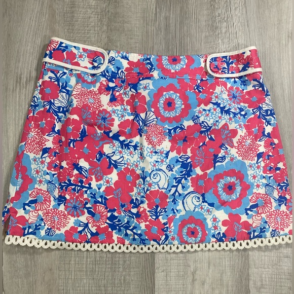 Lilly Pulitzer Pink & Blue Floral Skort Size 6 - Picture 6 of 9
